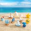 3pcs Seashore Series Mediterranean Style Ornaments Surfboard Seashells Seabirds Miniature Fairy Garden Microlandscape Home Decoration