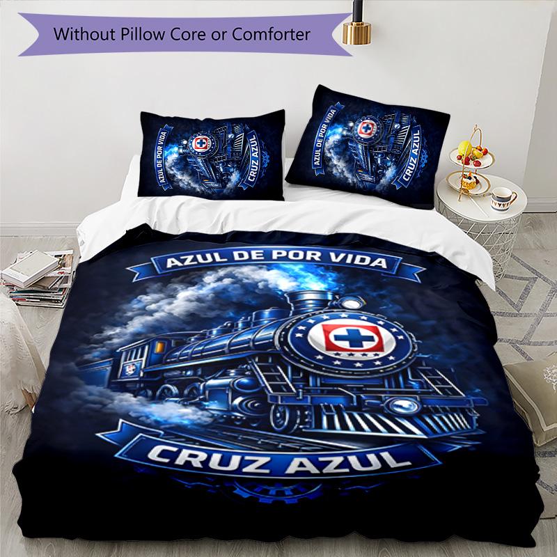 Cruz Azul Themed 3pcs Bedding Set Duvet Cover Closure Includes 1 Duvet Cover & 2 Pillowcases for All Seasons Bedroom Home Dorm Decor