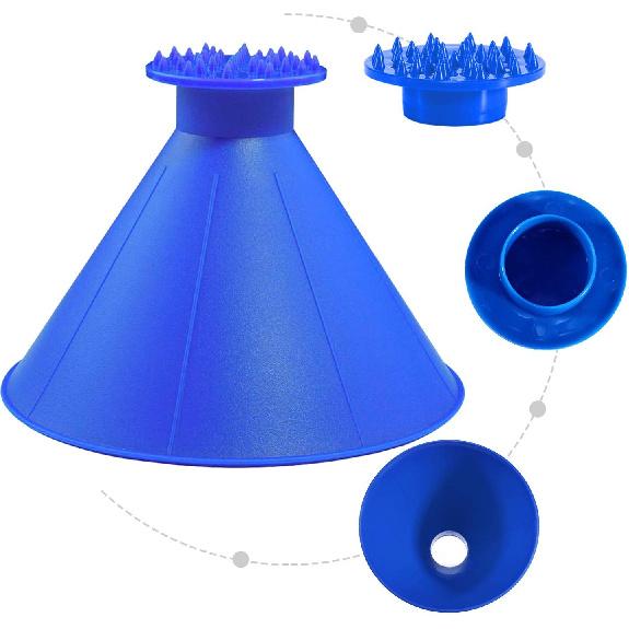 2Pcs Magical Ice Scrapers for Car Windshield | Blue Cone Magic Car Ice Scraper with Funnel, Round Snow Scraper