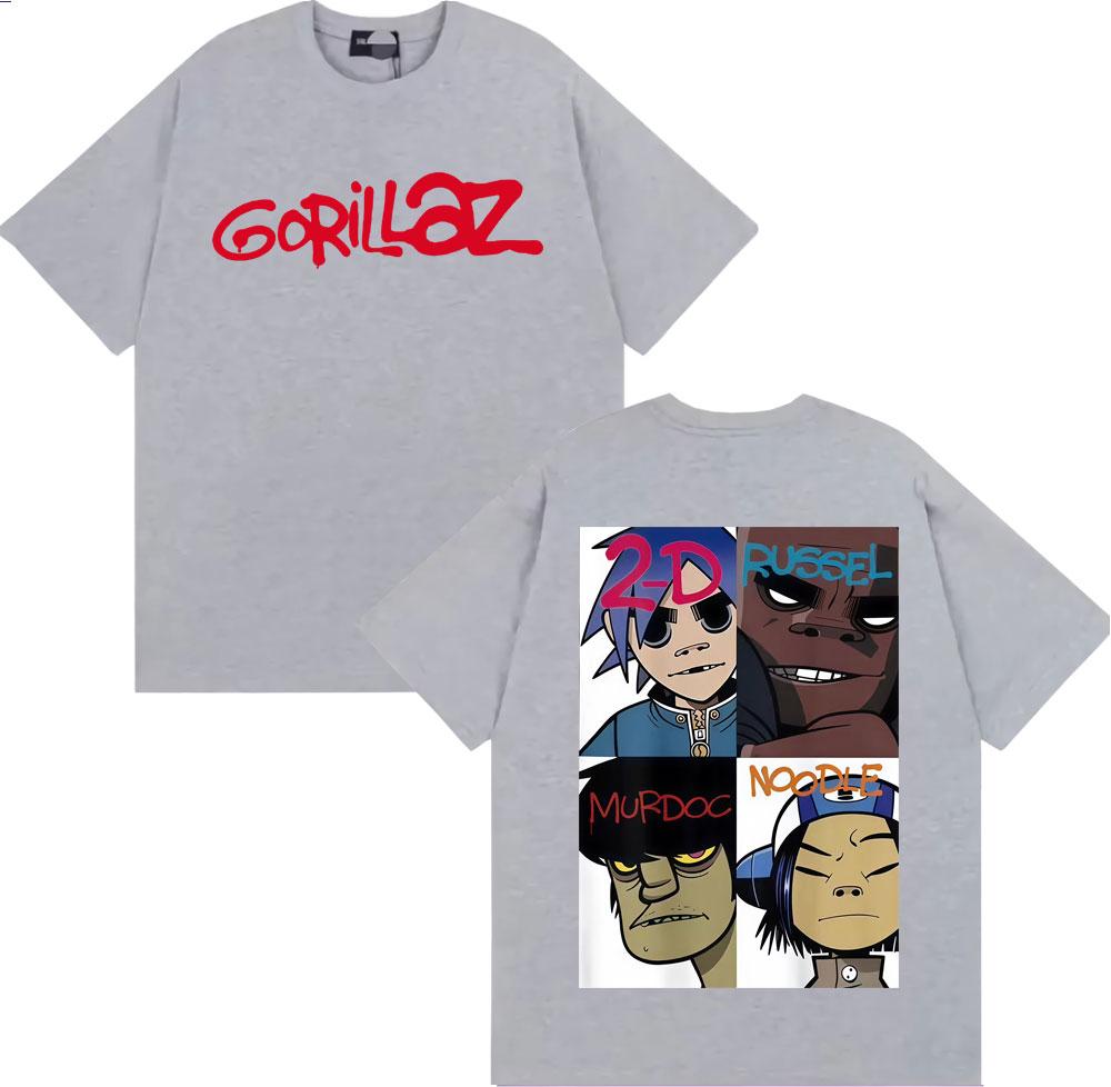 Группа Gorillaz Лица Арт Графические Футболки Унисекс Женская Одежда Ретро Мультяшные Футболки с Коротким Рукавом Модные Повседневные Оверсайз Футболки