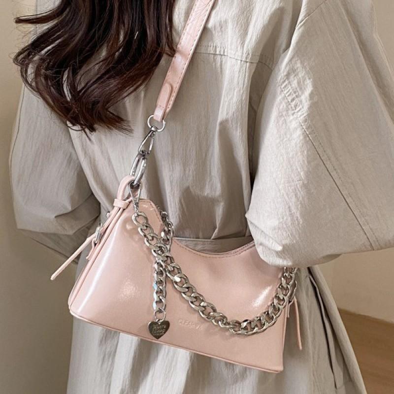 Stylish Crescent Crossbody Bag Women - PU Leather Mini Shoulder With Zip Daily Use Korean Japanese Fashion