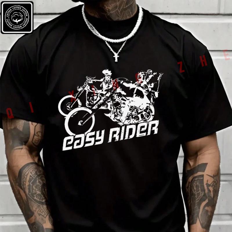 2026 Men T Shirt Easy Rider Motorcycle - Retro Movie Bike Graphic T-Shirt Men‘s Summer Short Sleeve Tops Tee