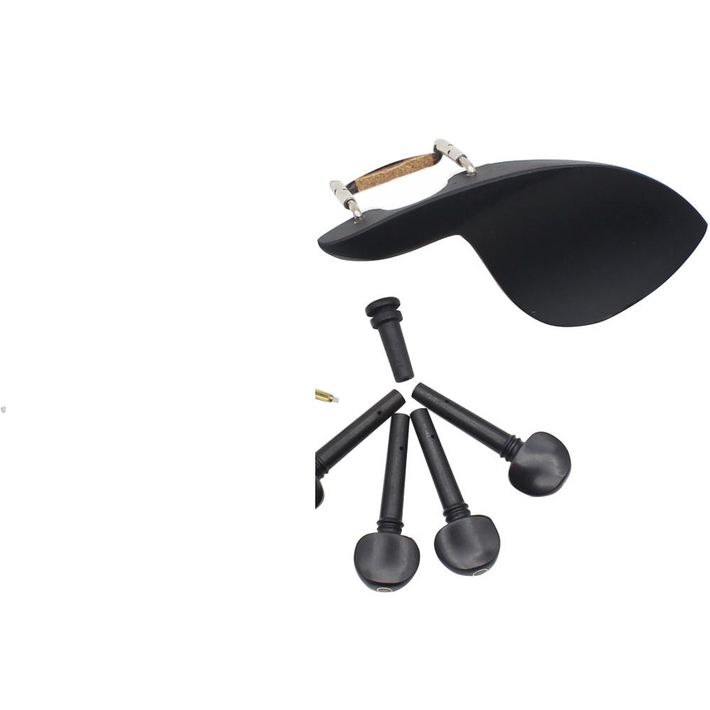 4/4 Violin Chinrest with Tailpiece Tail Rope Tuning Peg Endpin Screw Violin Accessory Kit