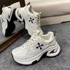 New Cross Flower Platform Dad Shoes Women's Height Increase and Thinness Sports Casual White Shoes Casual Sports Shoes