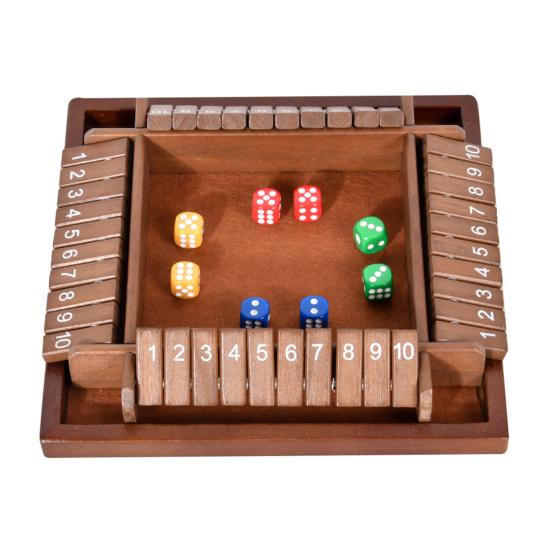 Настольная игра Shut The Box 4 игрока Деревянная настольная математическая игра Дети Взрослые Семья