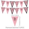 Pink Black Disposable Tablewares Plastic Party Banners New Birthday Party Decor  Party Supplies
