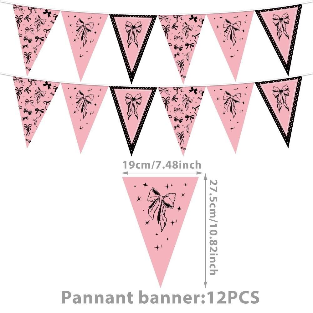 Pink Black Disposable Tablewares Plastic Party Banners New Birthday Party Decor Party Supplies