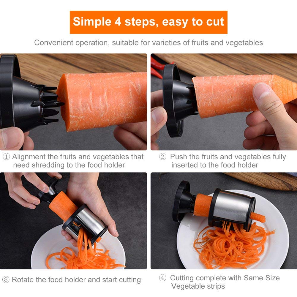Manual Spiralizer Vegetable Slicer Stainless Steel Vegetable Slicer Cutter Veggie Spiral Cutter Zoodle Maker KC0110