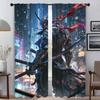 No Twin Ghost Flame Kitchen Curtains for Living Room Curtain Home Interior Curtains 2 Pieces Shades Tulle for Bedroom Partition