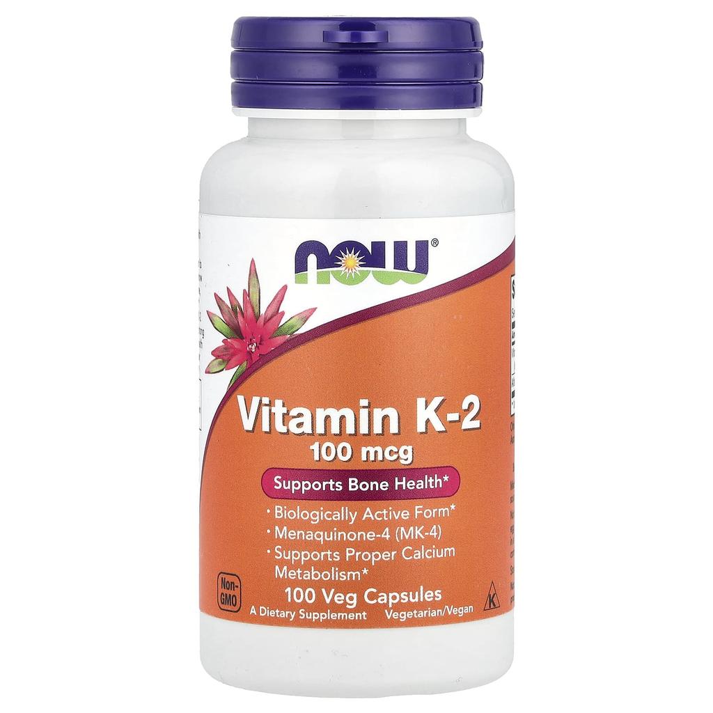 NOW Foods, Витамин K-2, 100 мкг, 100 вегетарианских капсул