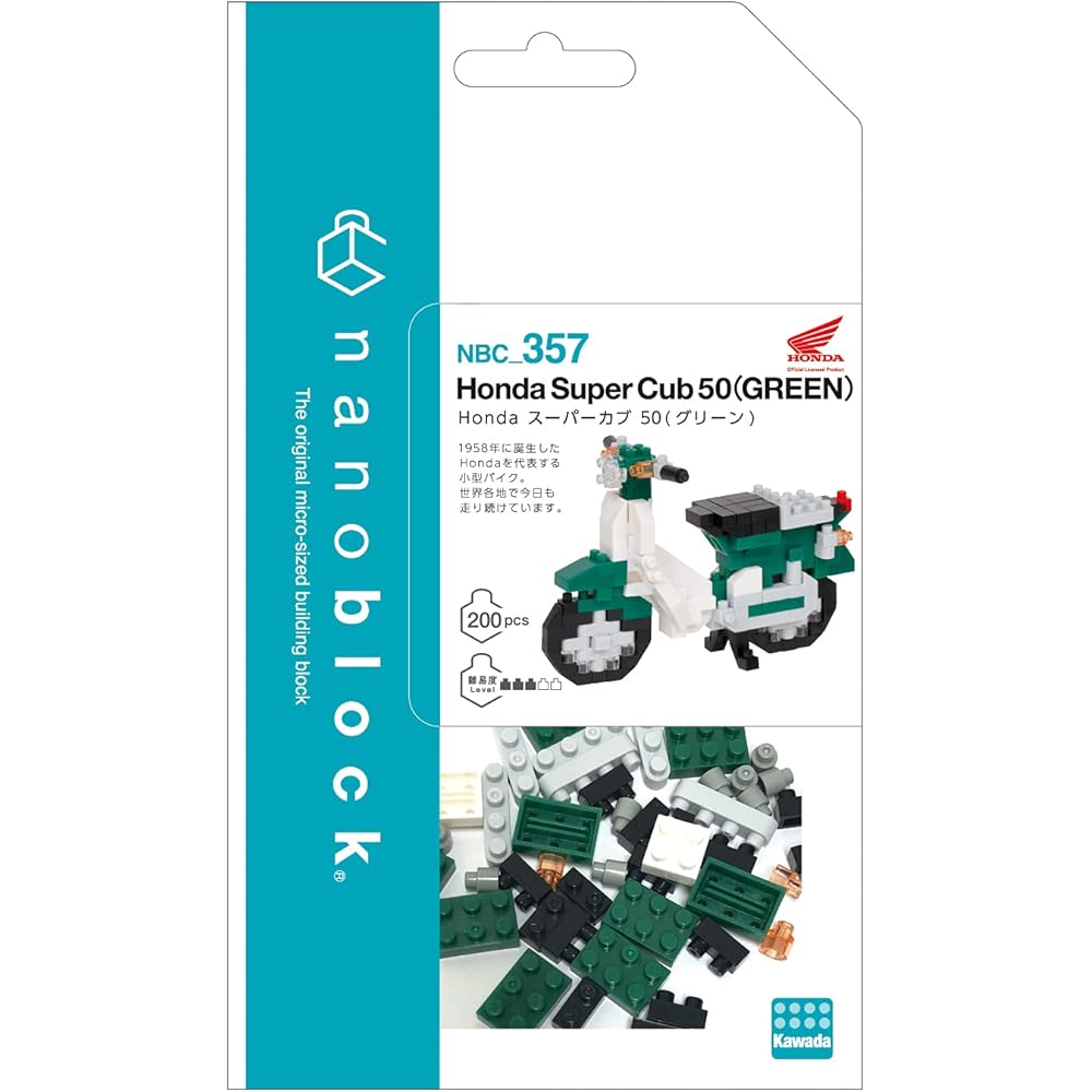 Kawada Nano Block Honda Super Cub 50 Зеленый Строительный Набор 400 Деталей
