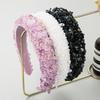 Women Hair Ornament Baroque Pure Color Crystal Hand Sewn Hair Hoop Headwear