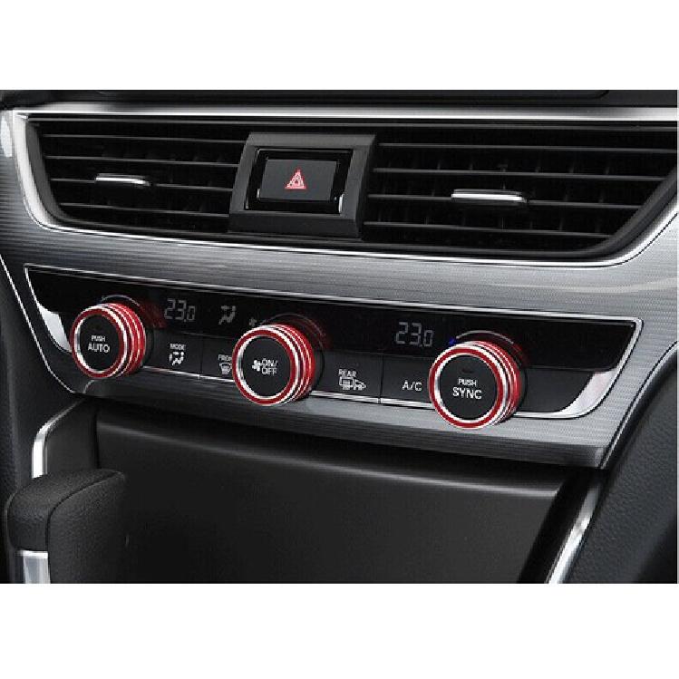For Honda Accord 2018- Aluminum Red Central Console AC Switch Button Trim 3p