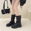 Short Trouser Boots Women's Autumn New Short Boots Pleated Thin Thick-soled Fashion Boots
