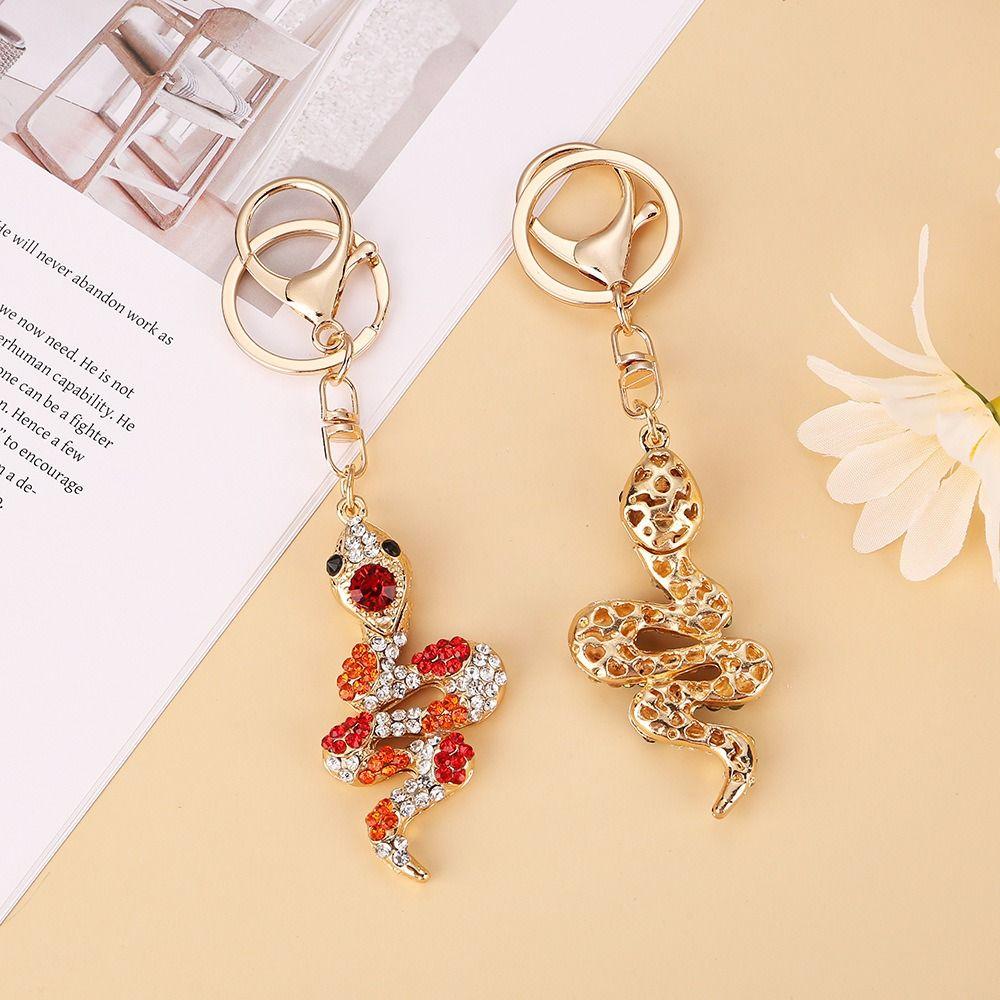 Fortune Rhinestone Snake Keychain Exquisite Women's Bag Pendant Cute Snake Lucky Pendant  Couple