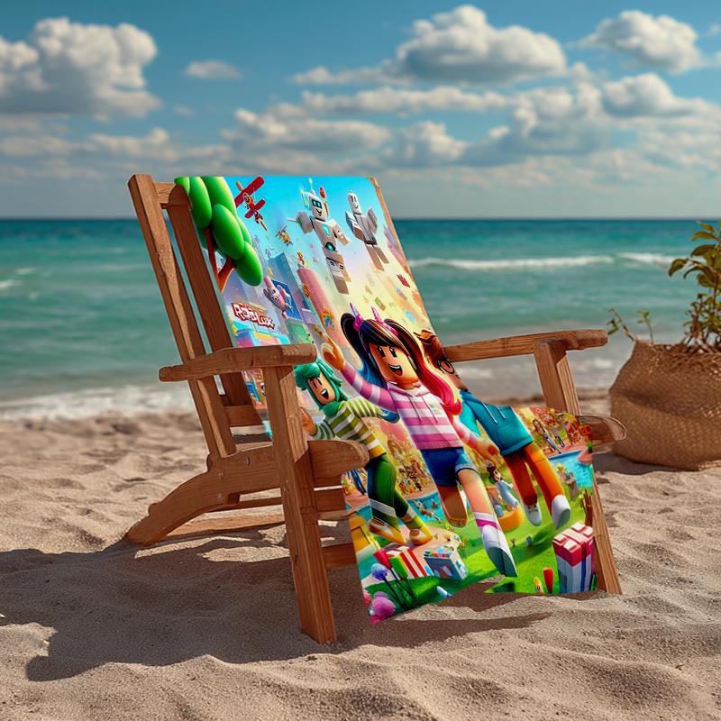 Ultra-Soft Beach Towel with Roblox Theme,Ideal for Pool - Camping, Diving - Perfect Travel Essential, Vibrant Beach Towel.