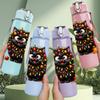 1PC Festive Gift Box Black Cat Cartoon Print 750ml Color Plastic Sports Water Bottle Leakproof Flip Straw Lid Suitable for Sports Office Home Use
