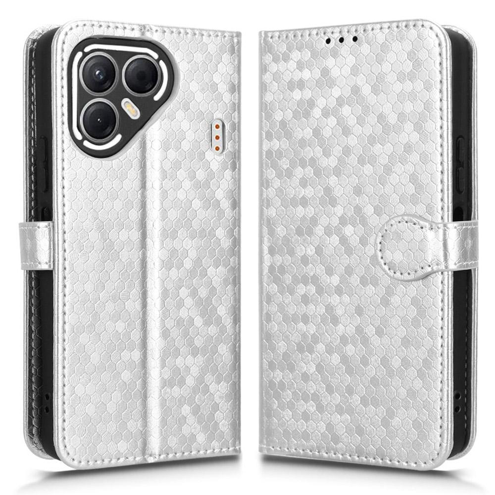 For TECNO Pova 7 5G Wallet Case Dot Pattern Imprint PU Leather Phone Cover with Wrist Strap