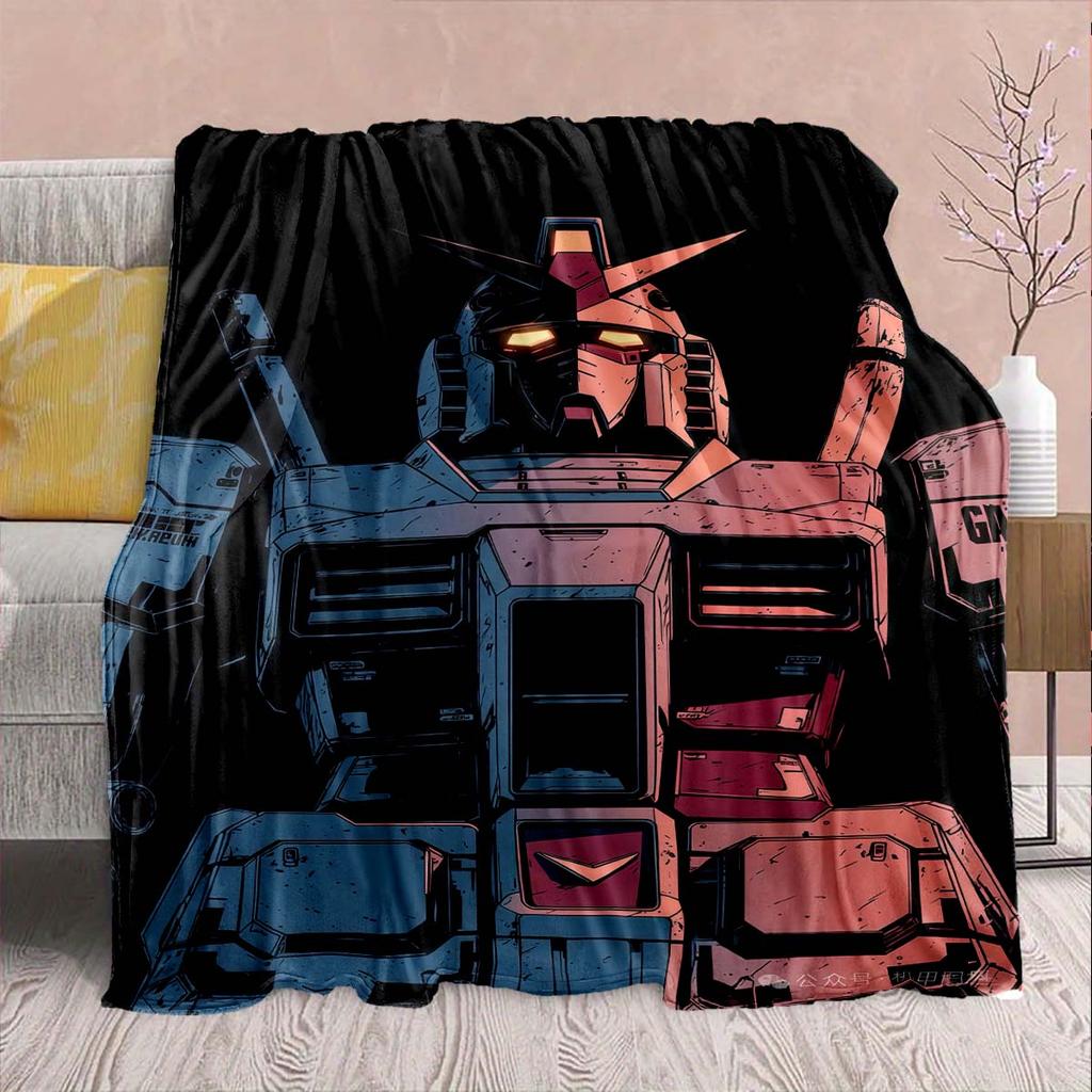 Gundam Anime Flannel Blanket - Soft Warm Perfect for Sofa, Bedding Camping Travel Office Home Decor -QJY