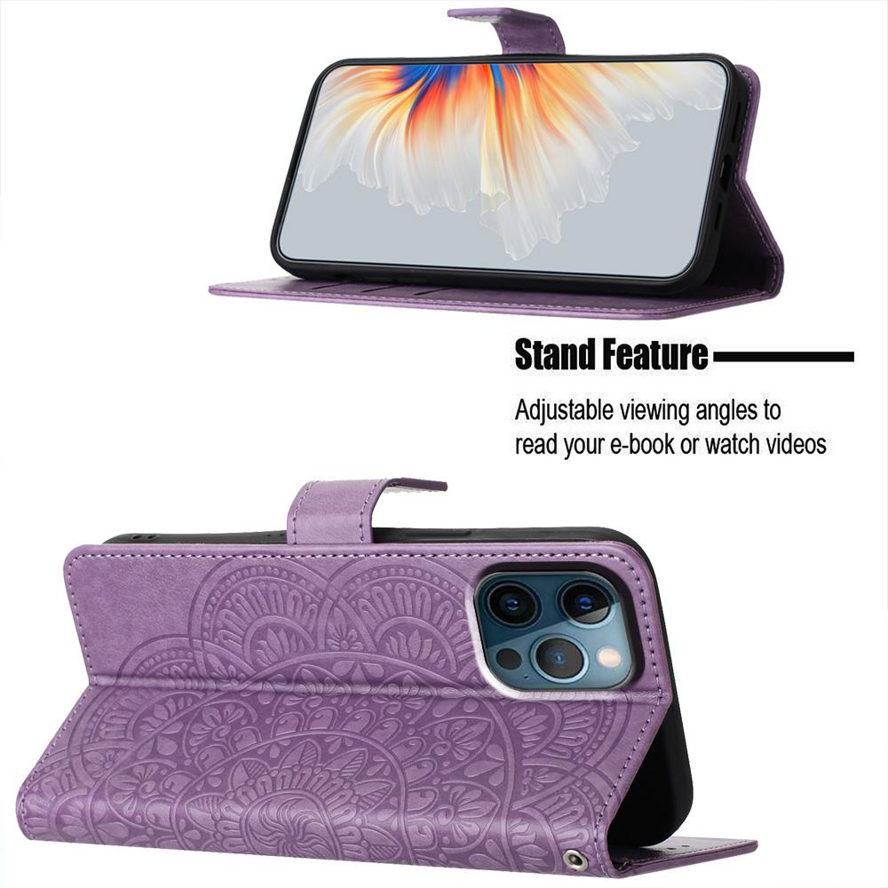 For iPhone 15 Pro Max Case Flower Pattern Flip Stand Phone Protector