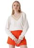 Blouse - Women - V-neck Knit - Long Sleeves - Puffy - Size 36