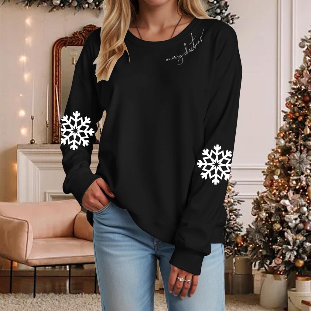Ladies' Loose Comfortable Casual Fashionable Christmas Printed Sweatshirt