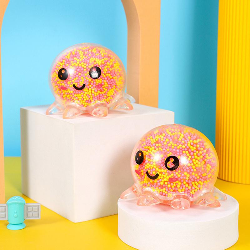 1Pc Glowing Squid Exhaust Ball Squeeze Toy Bubble Octopus Ball Stress Relief Toy