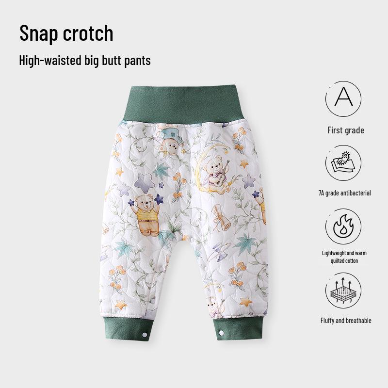 High Waist Cotton Blend Baby Warm Pants for Boys & Girls - Belly Protection Underwear for Spring, Autumn, Winter