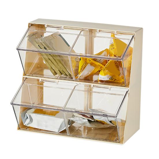 Tea Bag Organizer Transparent Storage Rack Large Capacity Multipurpose Countertop Stackable Tea Bag Holder Storage Container