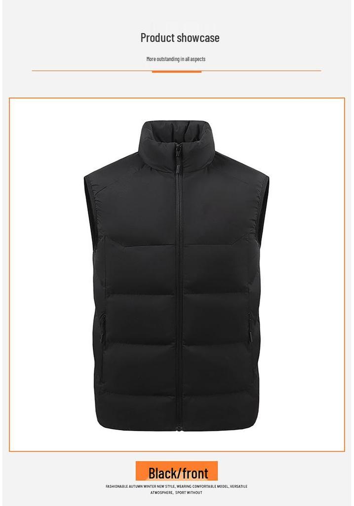 Unisex Fleece-Lined Stand-Collar Sports Vest for Autumn/Winter