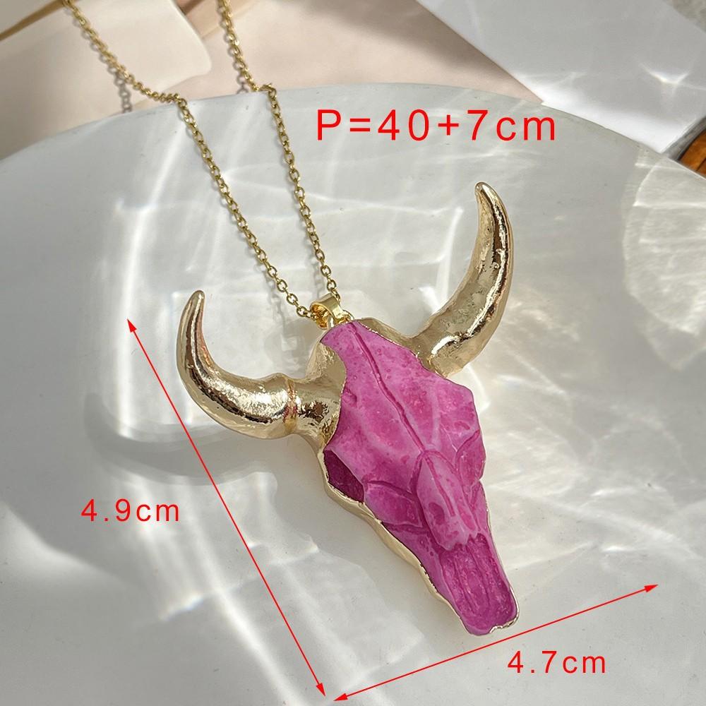 Bohemian Cow's Head Pendant Necklace with Gold Plated Snake Chain Alloy Unisex Fashion Jewelry