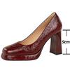 White Platform High Heels 9 Cm Square Head Women Pumps Oil Gloss Wrinkled Patent Leather Women Heels Luxury Banquet Shoes 2025