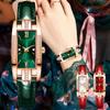 Douyin Retro Green Ladies' Diamond Square Watch - Fashionable Internet Celebrity Style