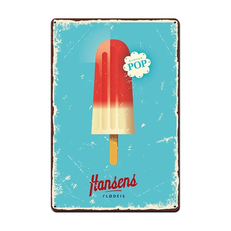 Ice Cream Vintage Metal Poster Retro Chocolate Matcha Cupcake Tin Signs Plaques Wall Decor for Cafe Coffee Shop Club Restaurant