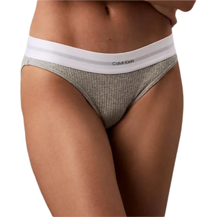 Calvin Klein Эластичное рубчатое нижнее белье-треугольник, комфортное, с низкой посадкой, женское, серое QF8022-050