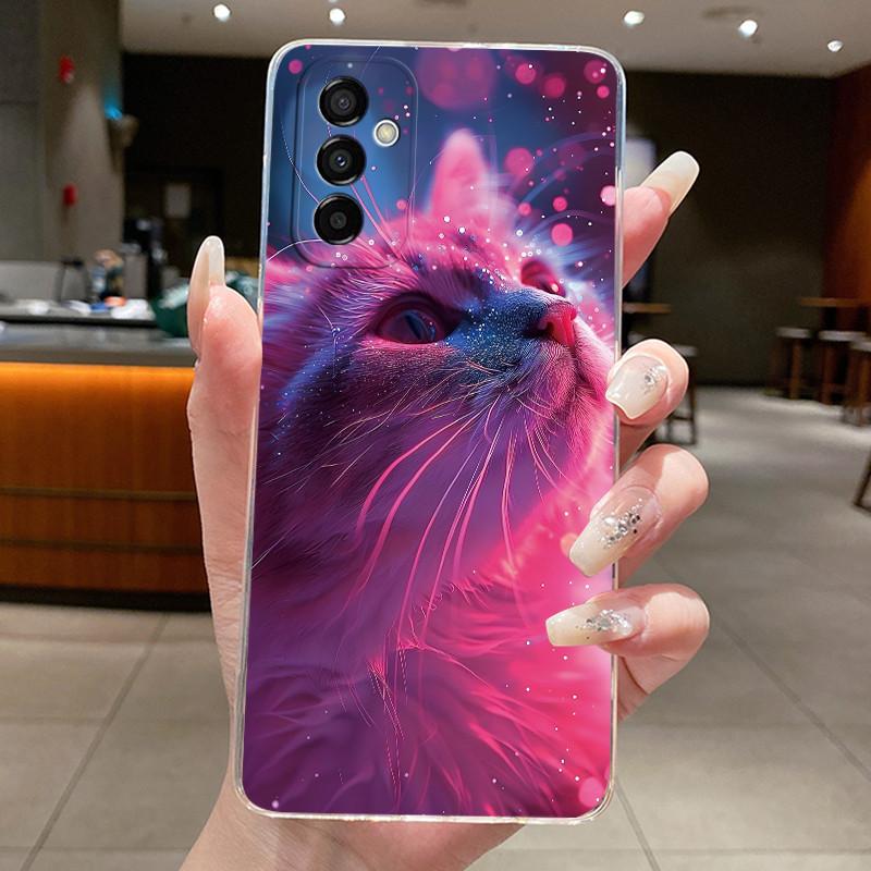 For Samsung Galaxy M13 Phone Case Aesthetic Cute Cat Fashion Transparent Soft Silicone Shell For Samsung M13 4G M 13 Back Covers