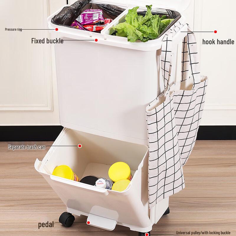 HUIHUADU 38л Двухслойное мусорное ведро с ножной педалью