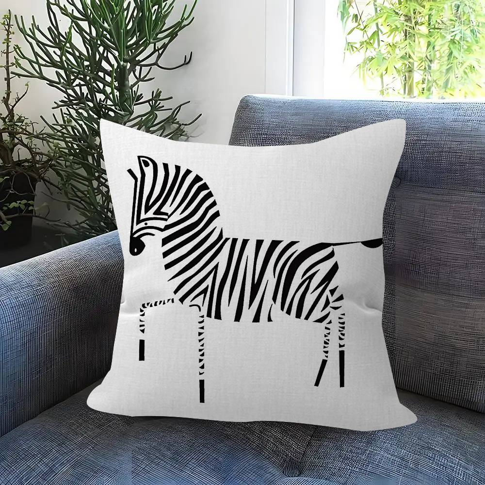 Abstract Line Black and White Zebra Cushion Cover Inches Farmhouse Decor Home Throw Pillow Covers for Couch Decorations