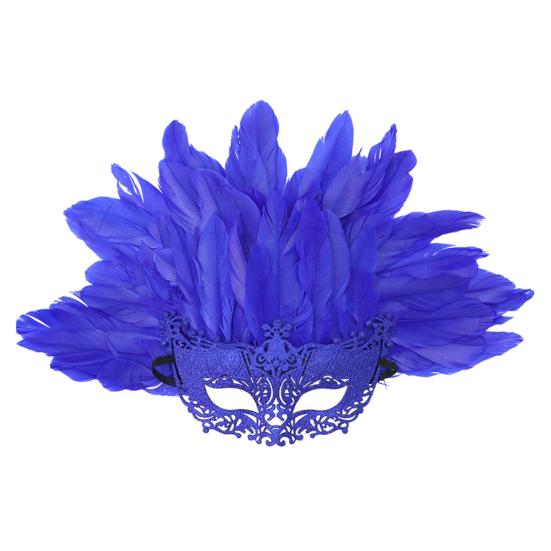 Feather Masquerade Masque for Women Venetian Half Face Masque with Feather Mardi Gras Accessory for Prom Ball Party