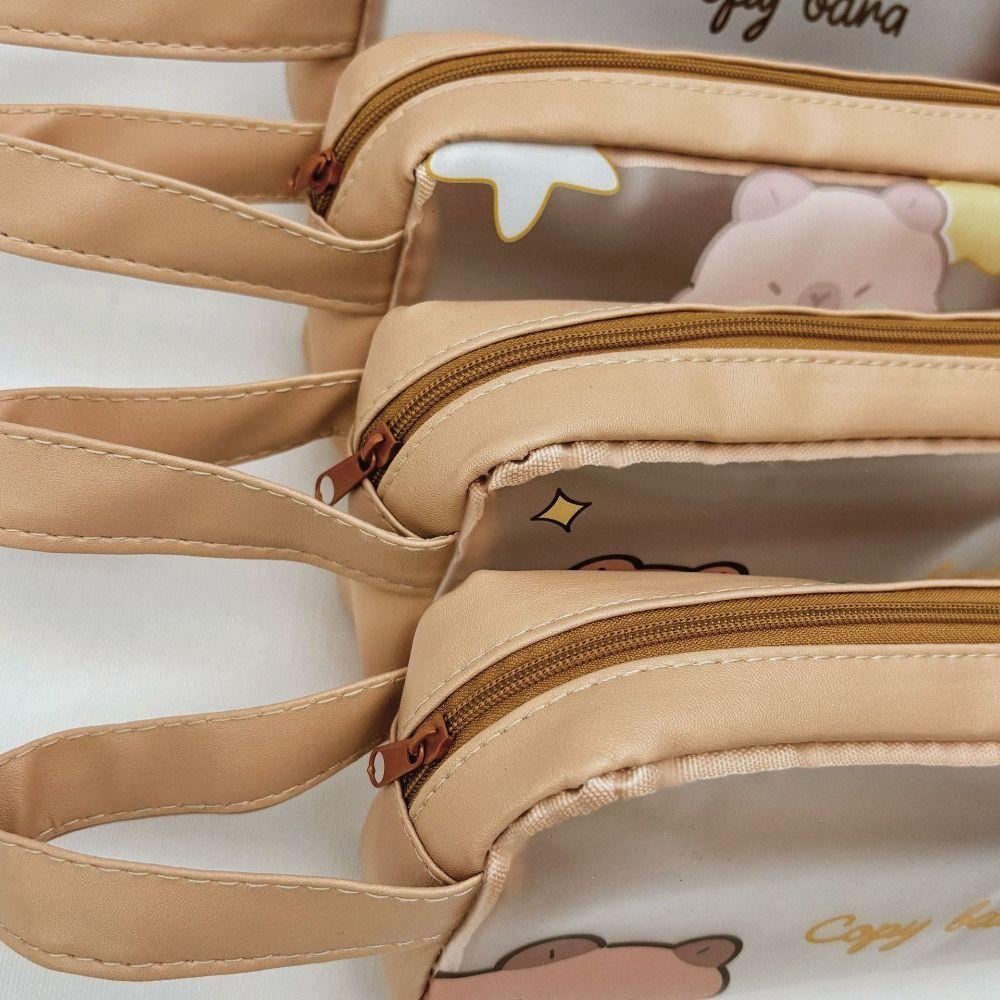 PVC Capybara Pencil Bag Kawaii Stationery Bag Desktop Organizer Cartoon Pen Bag  Student