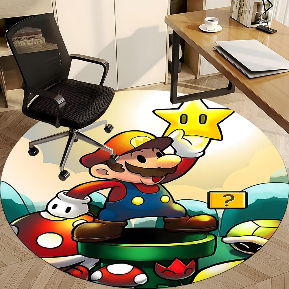 1pc Mario Adventure Office Round Area Rug, Under Office Chairs Bedroom Living Room Home Decor a1022270
