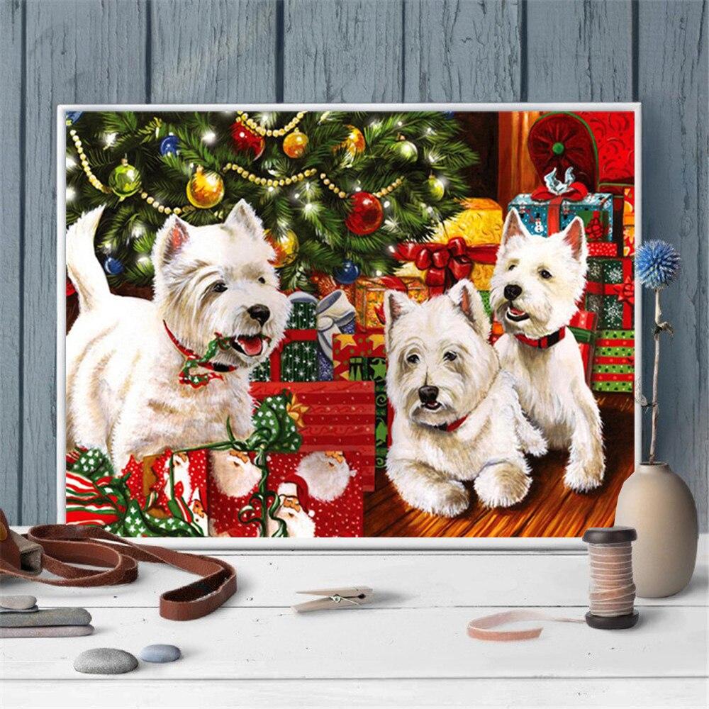 Алмазная вышивка собака ремесло полная дрель распродажа алмазная живопись животное мозаика искусство горный хрусталь Рождественская елка домашний декор