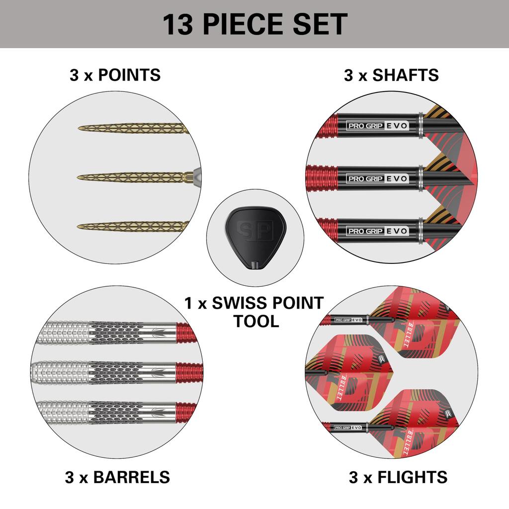 TARGET Darts Stephen Bunting G5 Tungsten Dart Set Steel Tip Swiss Point Darts Generation 5 Player Edition Swiss Point Professional Dart Swiss Point