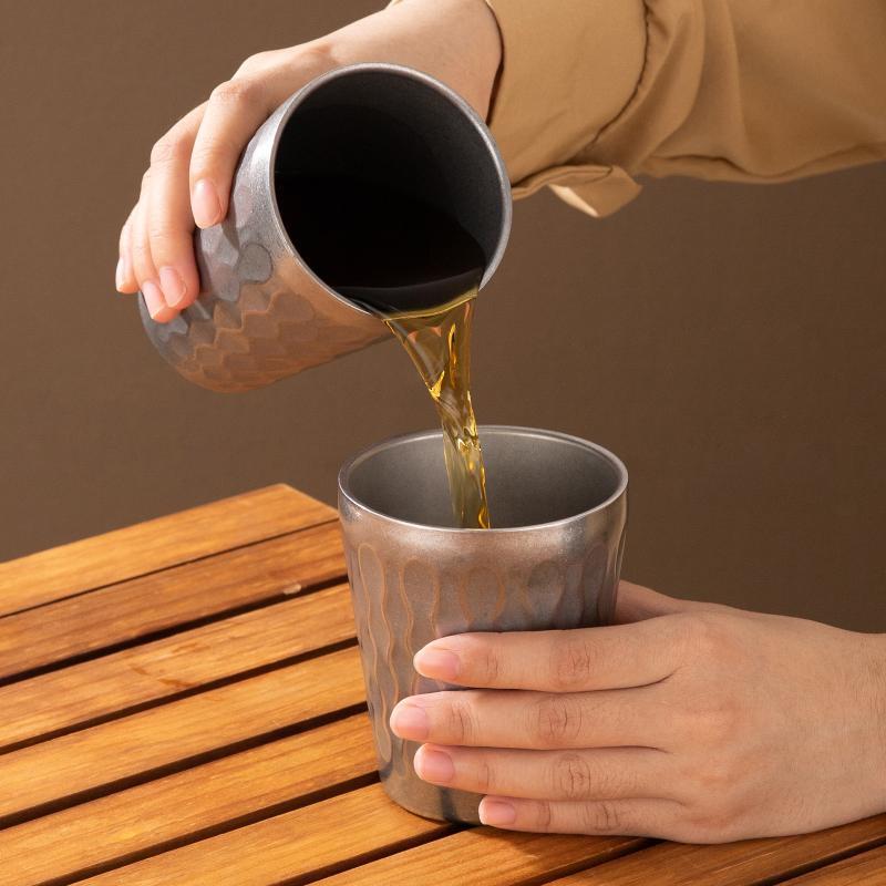 Shangqi Винтажная Двухслойная Кофейная и Водяная Кружка из Нержавеющей Стали 304