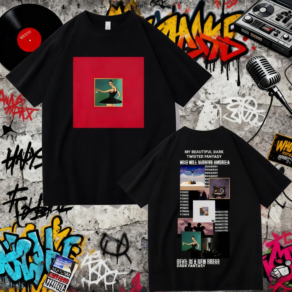 Футболка с принтом обложки альбома рэпера Канье Уэста My Beautiful Dark Twisted Fantasy, футболка Donda College Dropout, мужская хлопковая ретро футболка в стиле хип-хоп