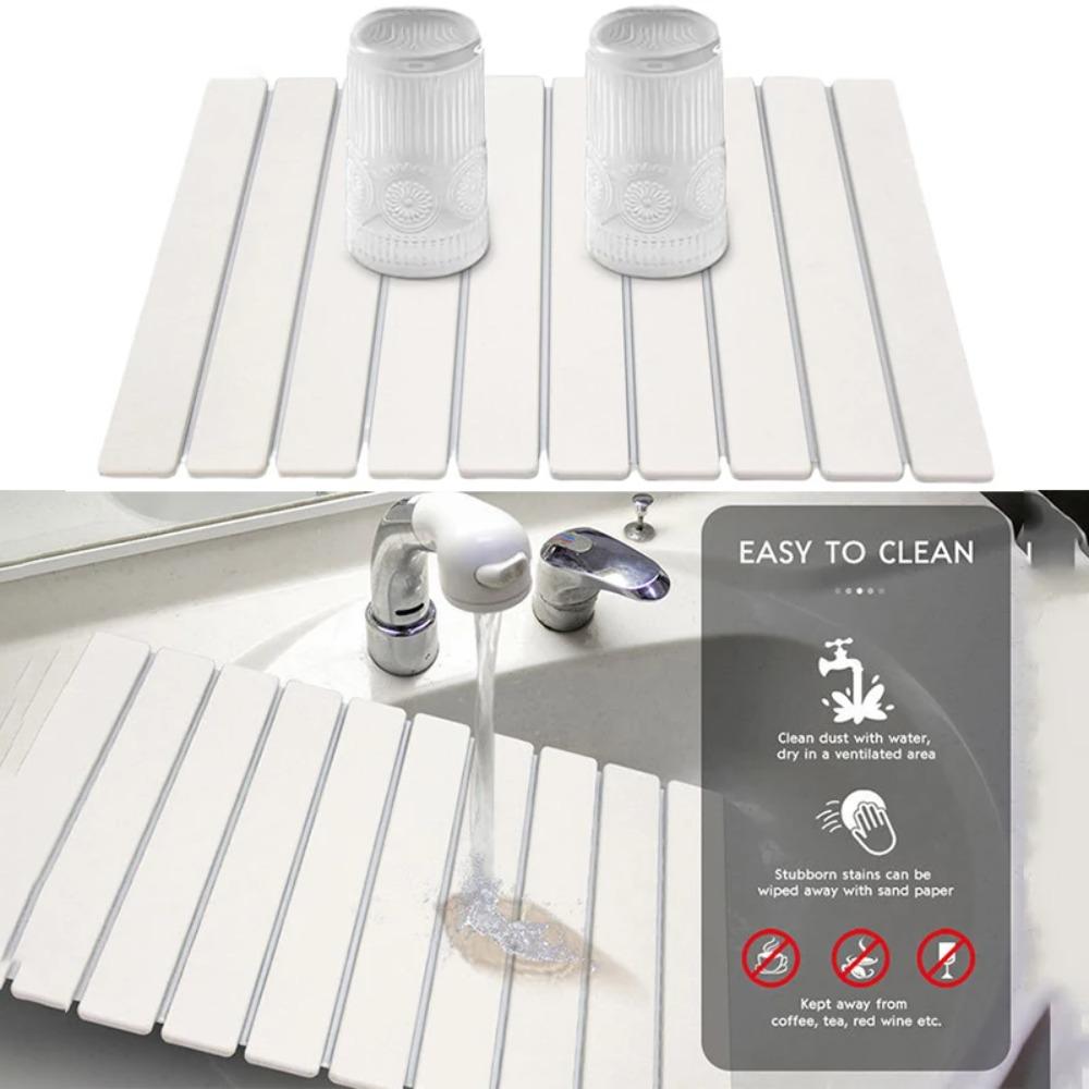 Foldable Dish Drainer Mat Absorbent Placemat Bathroom Rug Stone Dish Drying Mat Sink