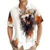 Wolf Head Print NEW Summer Men's Short Sleeve Shirt Daily Casual Wear Men's Shirt Animal Pattern Men Shirt Oversized Tops