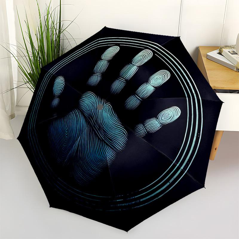1pc Handprint Artwork Automatic Open/close Umbrella, 8-Rib sturdy structure, Auto Folding/Opening, Portable Travel Umbrella for Women,157