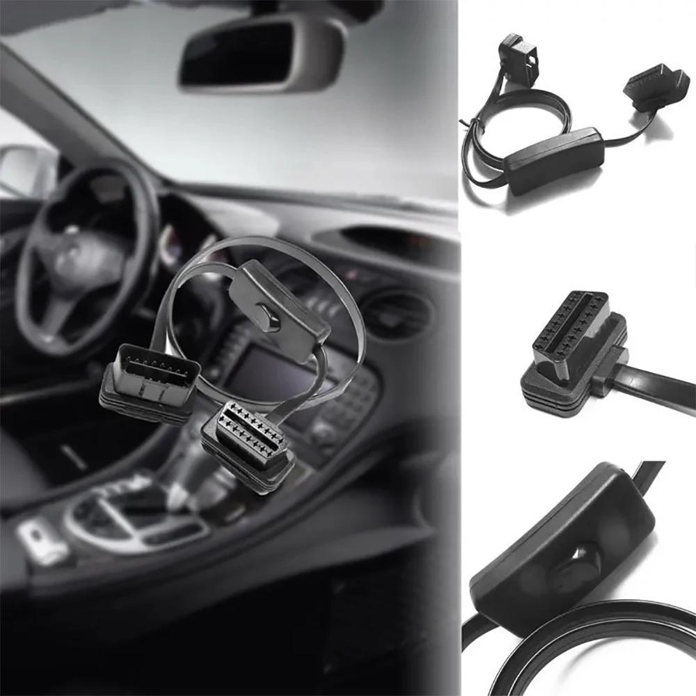 60 СМ С выключателем питания OBD Кабель OBD2 16-контактный Папа-Мама Прямой Угловой Удлинитель Диагностический Инструмент