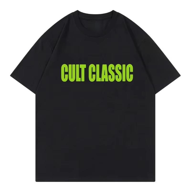 Pink Cult Classic Vintage Black and White Bold Letter High Street T-Shirt Cotton Graphic Tee Unisex Unisex Summer Streetwear